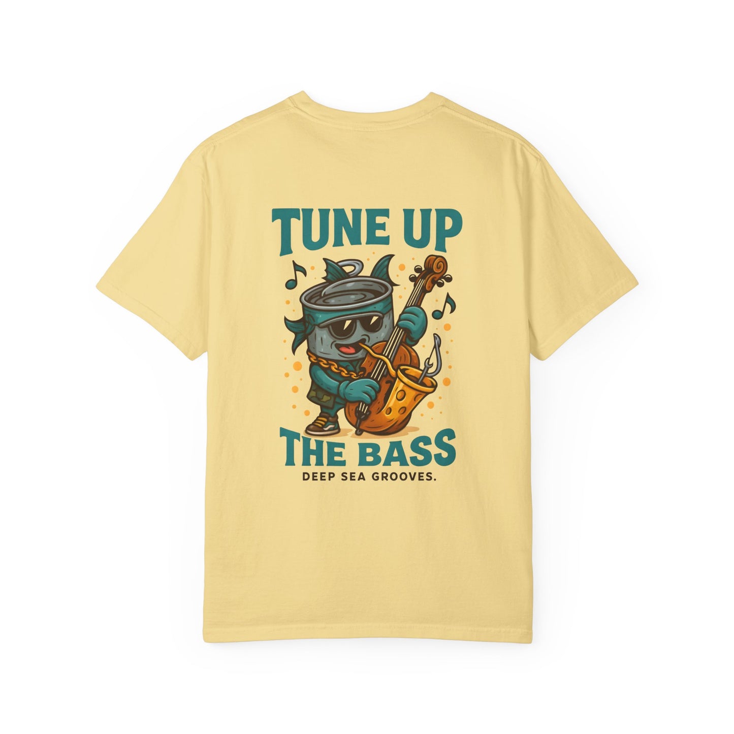Vintage-Inspired Music T-Shirt, Fun Unisex Tee, Deep Sea Grooves Tee, Quirky Bass Fish T-Shirt, Gift for Music Lovers, Beach Vibes