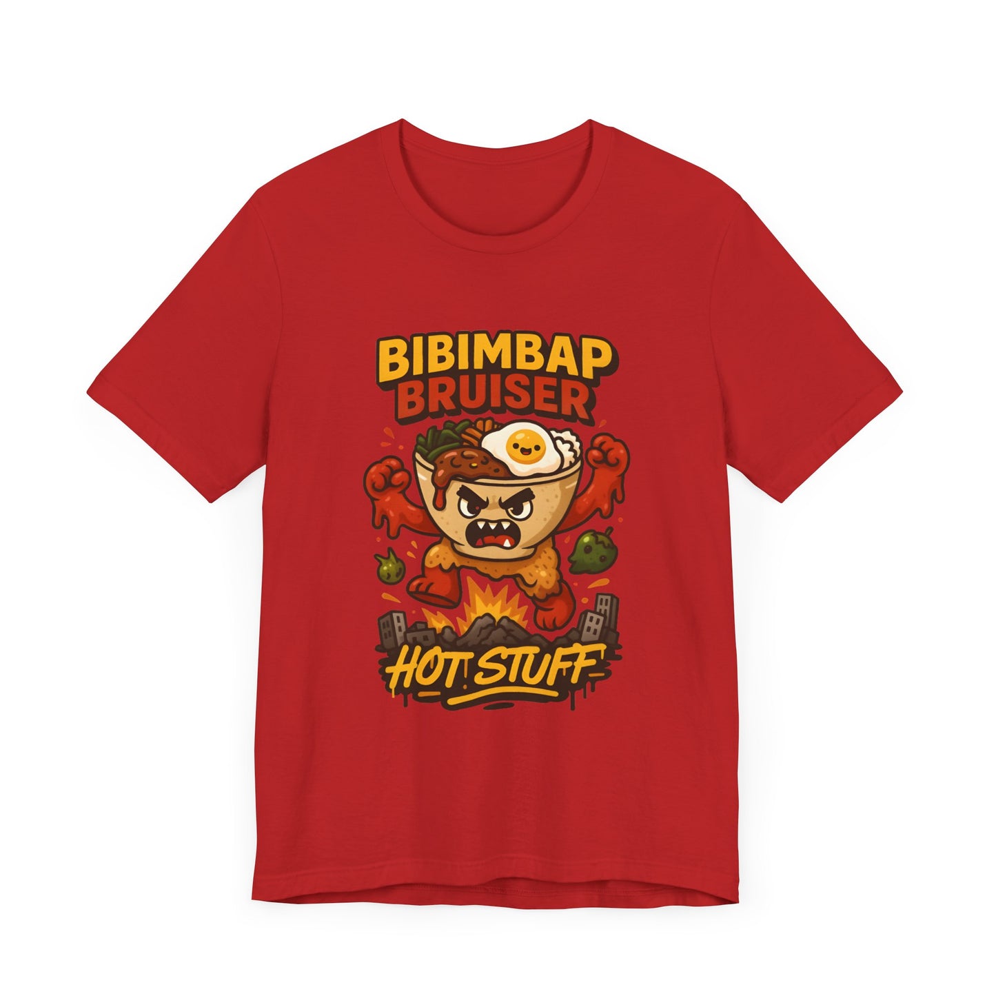 Funny Foodie Short Sleeve Tee, Bibimbap Bruiser Shirt, Hot Stuff Tee, K-pop Inspired Apparel, Gag Gift for Food Lovers