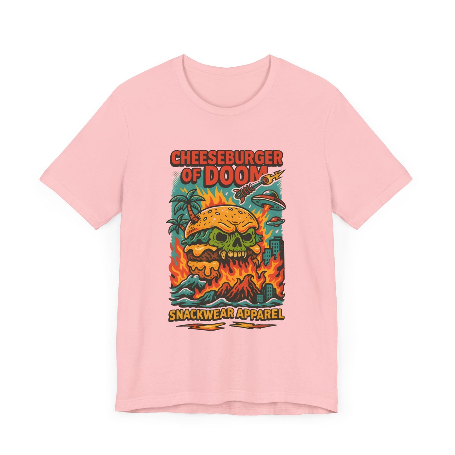 Cheeseburger of Doom Unisex Tee | Fun Graphic Tee, Snackwear Apparel, Casual Wear, Summer Vibes, Gift for Foodies, Quirky T-Shirt