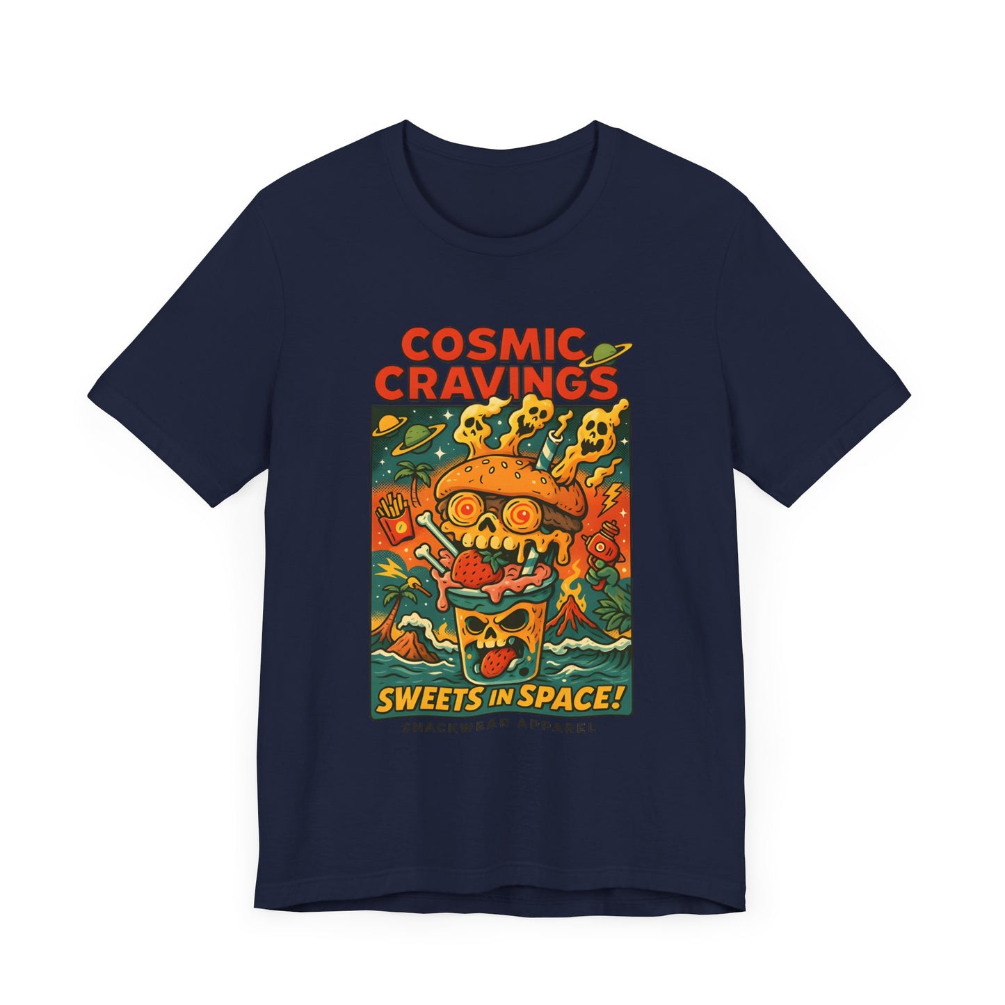 Cosmic Cravings Unisex Tee | Retro Sweets T-Shirt, Snackwear, Space-Themed Apparel, Gift for Foodies, Halloween Outfit