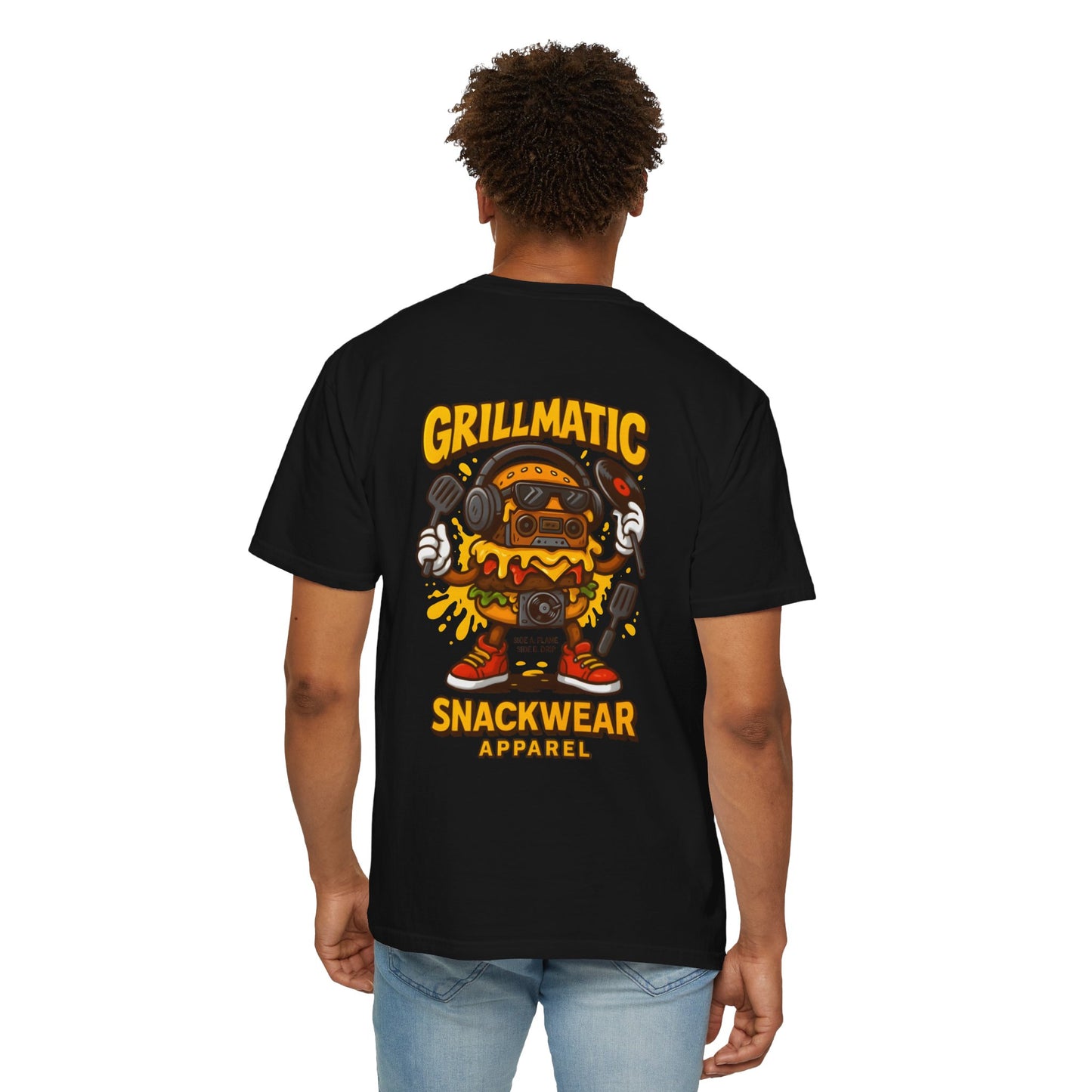GrillMatic Snackwear Unisex T-Shirt - Fun Boombox & Burger Design