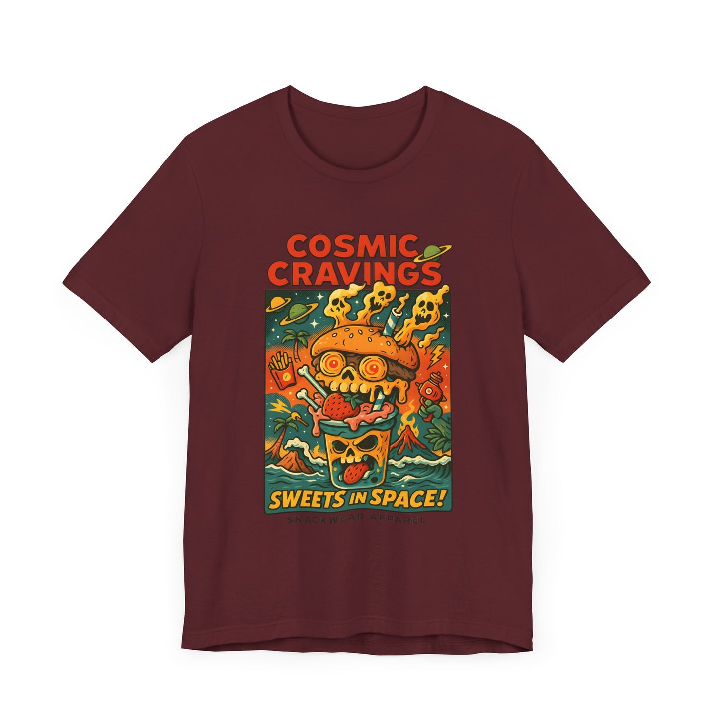 Cosmic Cravings Unisex Tee | Retro Sweets T-Shirt, Snackwear, Space-Themed Apparel, Gift for Foodies, Halloween Outfit