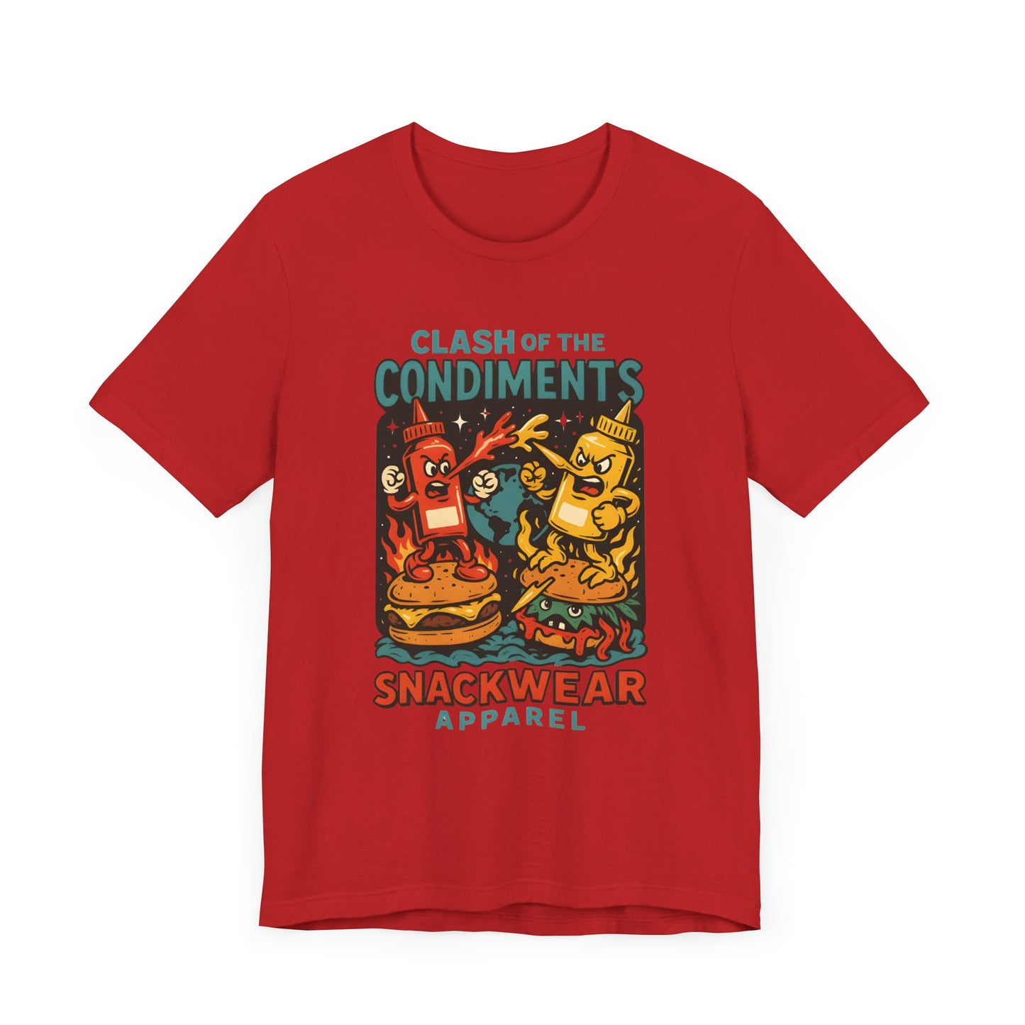 Clash of the Condiments Unisex Tee, Fun Foodie Shirt, Gift for Food Lovers, Quirky Graphic Tee, BBQ Party Apparel, Casual Wear