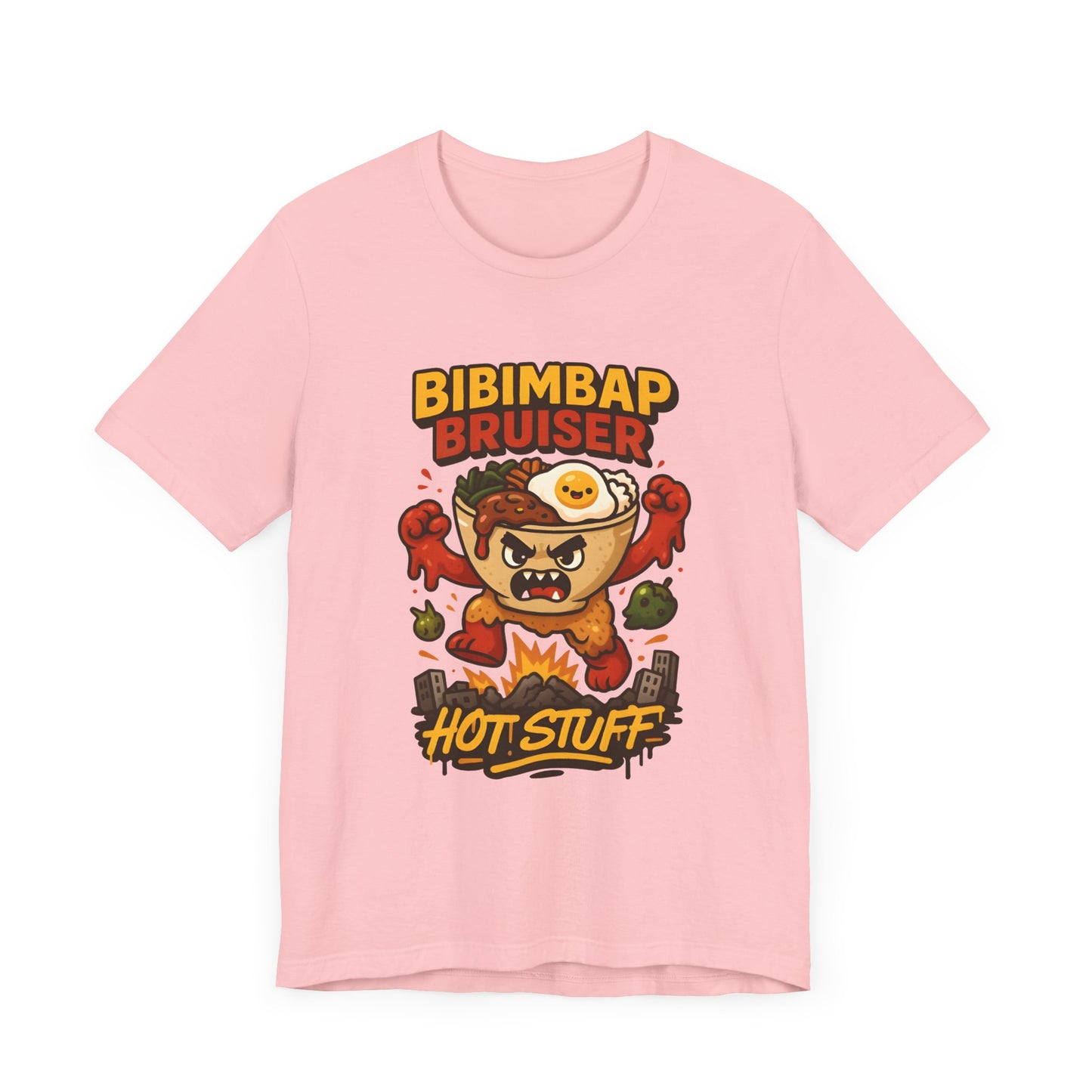 Funny Foodie Short Sleeve Tee, Bibimbap Bruiser Shirt, Hot Stuff Tee, K-pop Inspired Apparel, Gag Gift for Food Lovers
