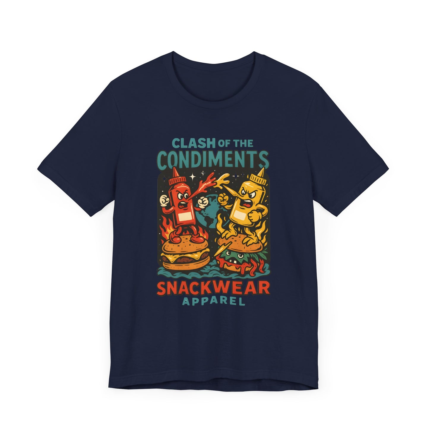 Clash of the Condiments Unisex Tee, Fun Foodie Shirt, Gift for Food Lovers, Quirky Graphic Tee, BBQ Party Apparel, Casual Wear