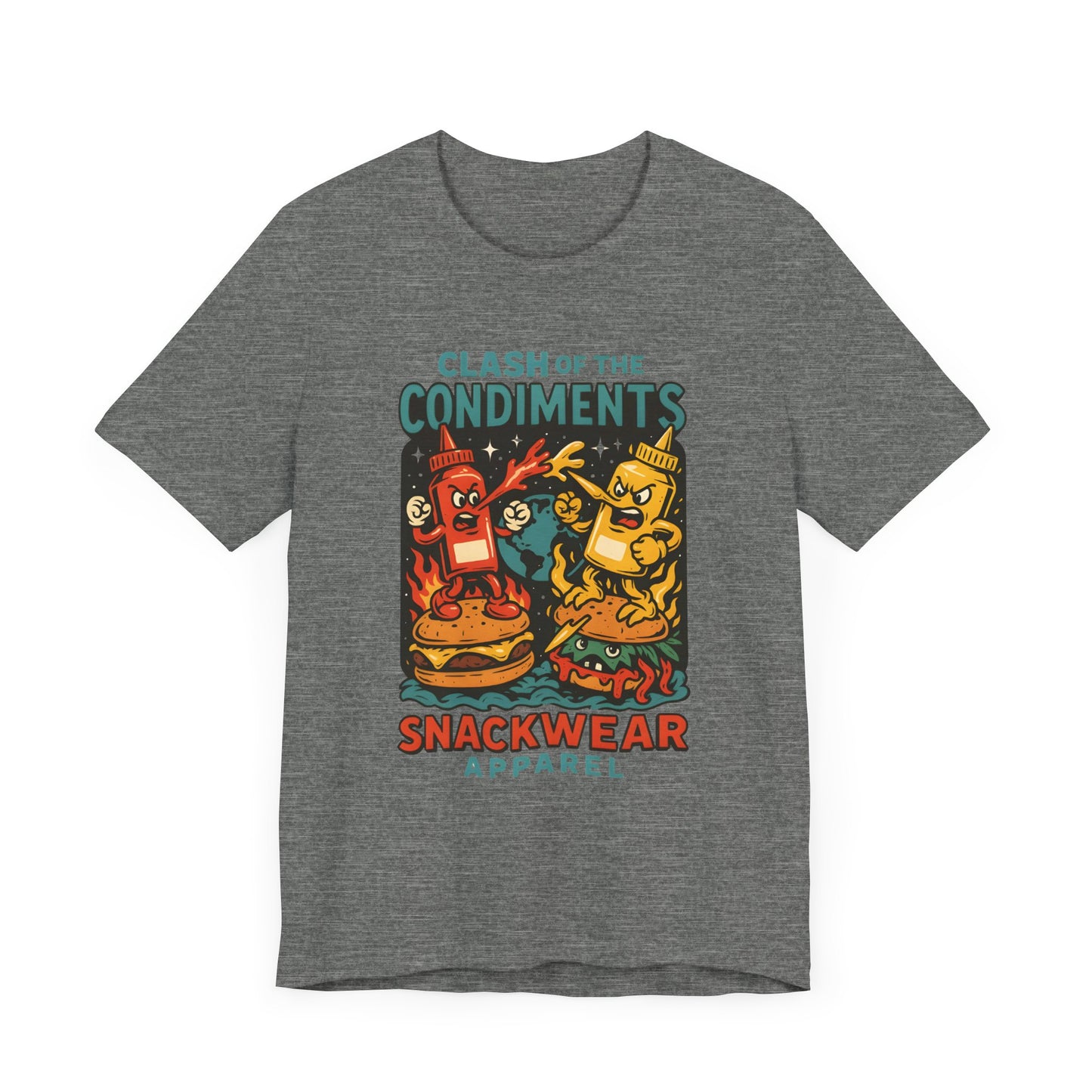 Clash of the Condiments Unisex Tee, Fun Foodie Shirt, Gift for Food Lovers, Quirky Graphic Tee, BBQ Party Apparel, Casual Wear