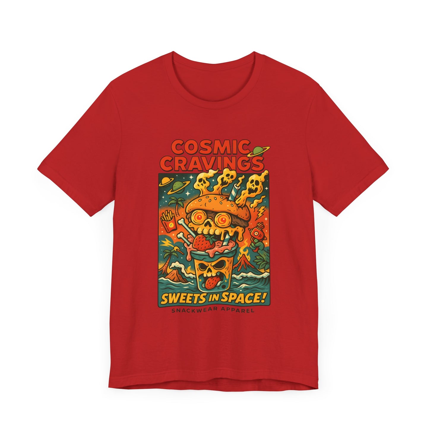 Cosmic Cravings Unisex Tee | Retro Sweets T-Shirt, Snackwear, Space-Themed Apparel, Gift for Foodies, Halloween Outfit