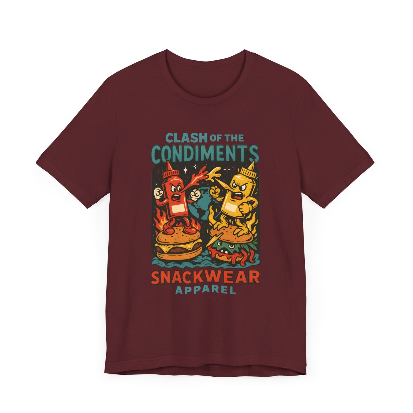 Clash of the Condiments Unisex Tee, Fun Foodie Shirt, Gift for Food Lovers, Quirky Graphic Tee, BBQ Party Apparel, Casual Wear