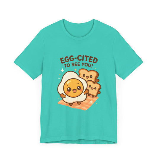 Egg-cited Unisex Jersey Short Sleeve Tee - Fun & Playful Graphic T-Shirt