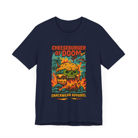 Cheeseburger of Doom Unisex Tee | Fun Graphic Tee, Snackwear Apparel, Casual Wear, Summer Vibes, Gift for Foodies, Quirky T-Shirt