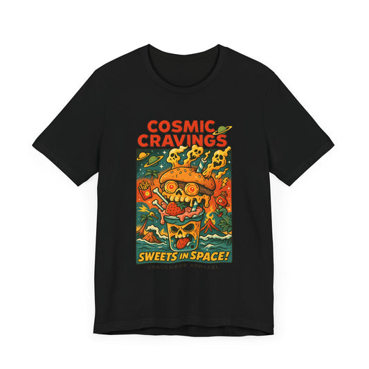 Cosmic Cravings Unisex Tee | Retro Sweets T-Shirt, Snackwear, Space-Themed Apparel, Gift for Foodies, Halloween Outfit