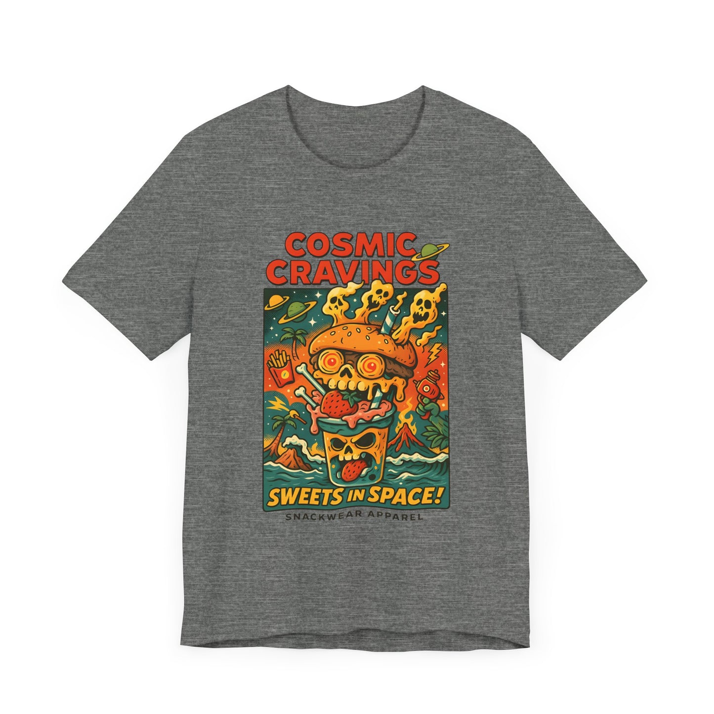 Cosmic Cravings Unisex Tee | Retro Sweets T-Shirt, Snackwear, Space-Themed Apparel, Gift for Foodies, Halloween Outfit