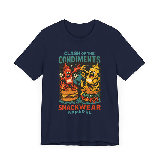 Clash of the Condiments Unisex Tee, Fun Foodie Shirt, Gift for Food Lovers, Quirky Graphic Tee, BBQ Party Apparel, Casual Wear